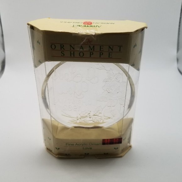 Vintage Christmas Ornament Etched Fine Acrylic I Love You 1982 Round Circle Xmas - Picture 1 of 7